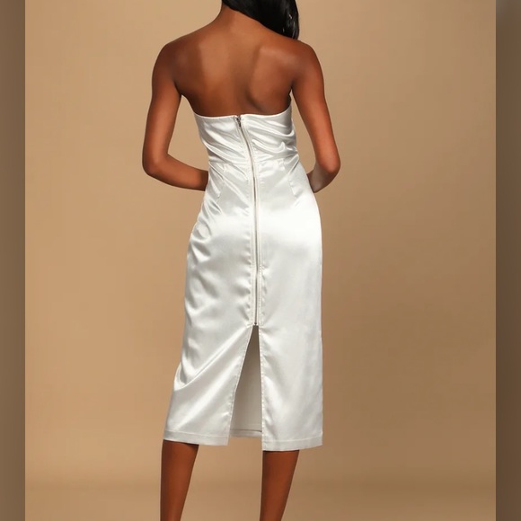 Lulus white satin strapless midi dress - Picture 2 of 2